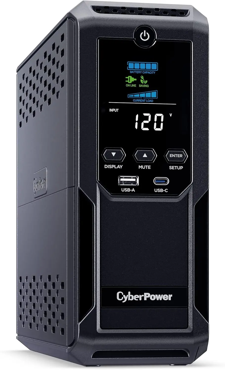 CP1500AVRLCD3 Intelligent LCD UPS System, 1500VA/900W, 12 Outlets, 2 USB Ports, AVR, Mini Tower, Black