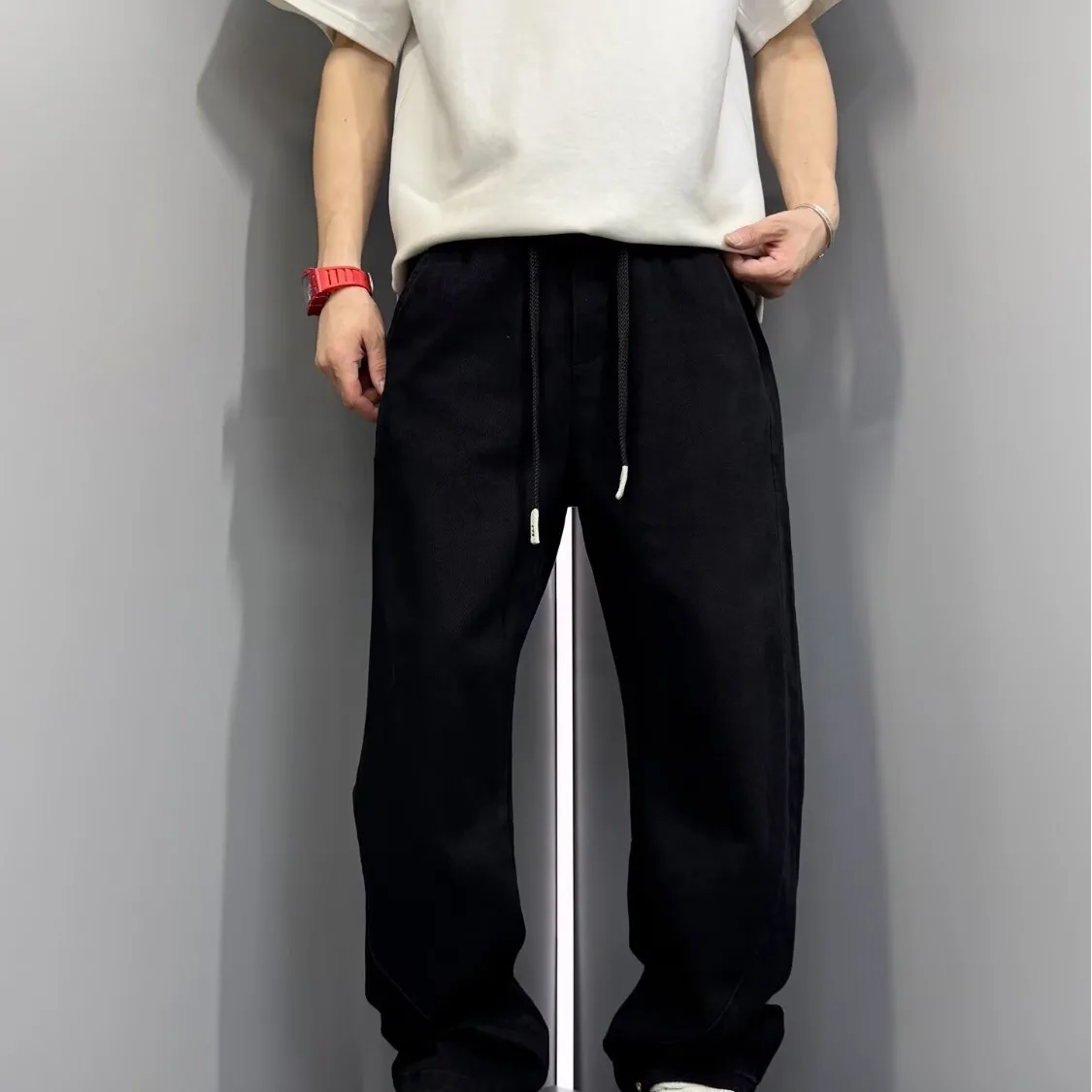 جينز تشذيب الخريف ناعم ومسامي وصديق للبشرة بأربعة جوانب ثنى مرن مقاس كبير متعدد الاستخدامات #1