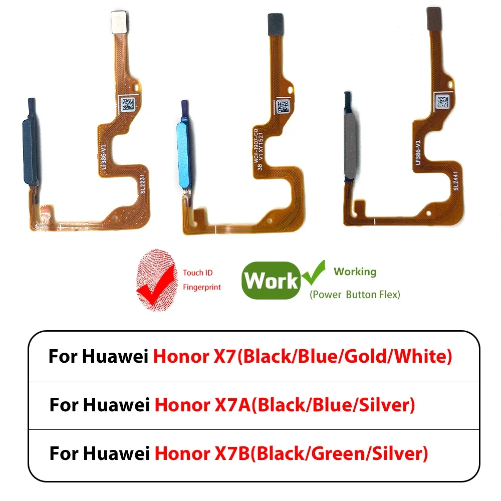 Sensor de Huella Digital para Huawei Honor X7B X7A X7, Escáner de Huella Digital, Conexión con la Placa Base, Botón de Inicio, Cable Flexible