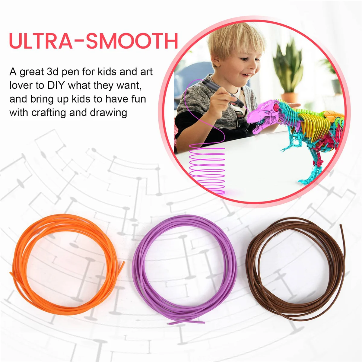 3D Printing Pen PCL Filament Refills 1.75mm, Pack of 20 Random Color, Low Melting Temp of 70℃, Gifts for Kids (200 FT)