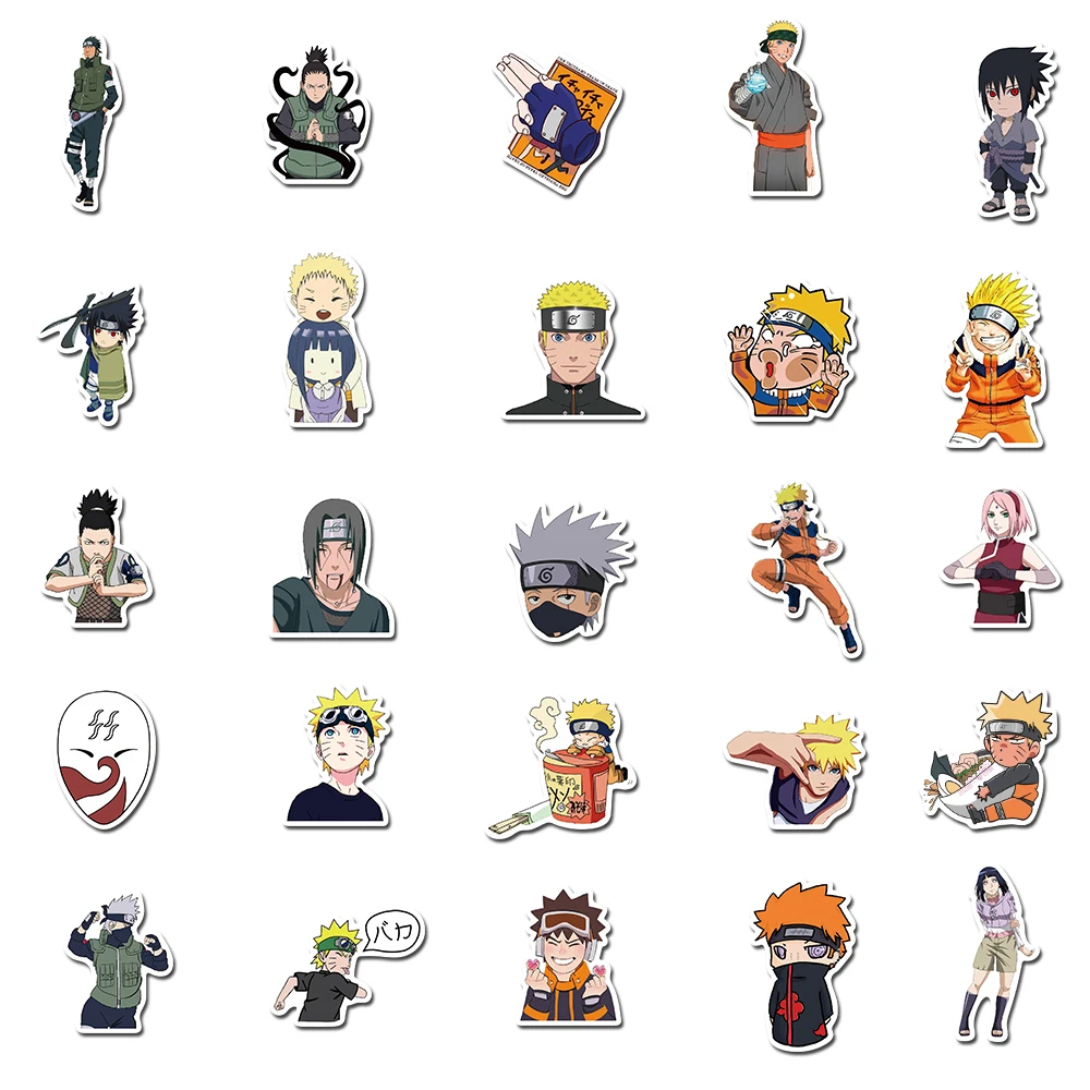 50pcs NARUTO Stickers Anime Cartoon Uzumaki Naruto Phone Guitar Skateboard Laptop Decoration Graffiti Sticker Kid Decal Gift Toy