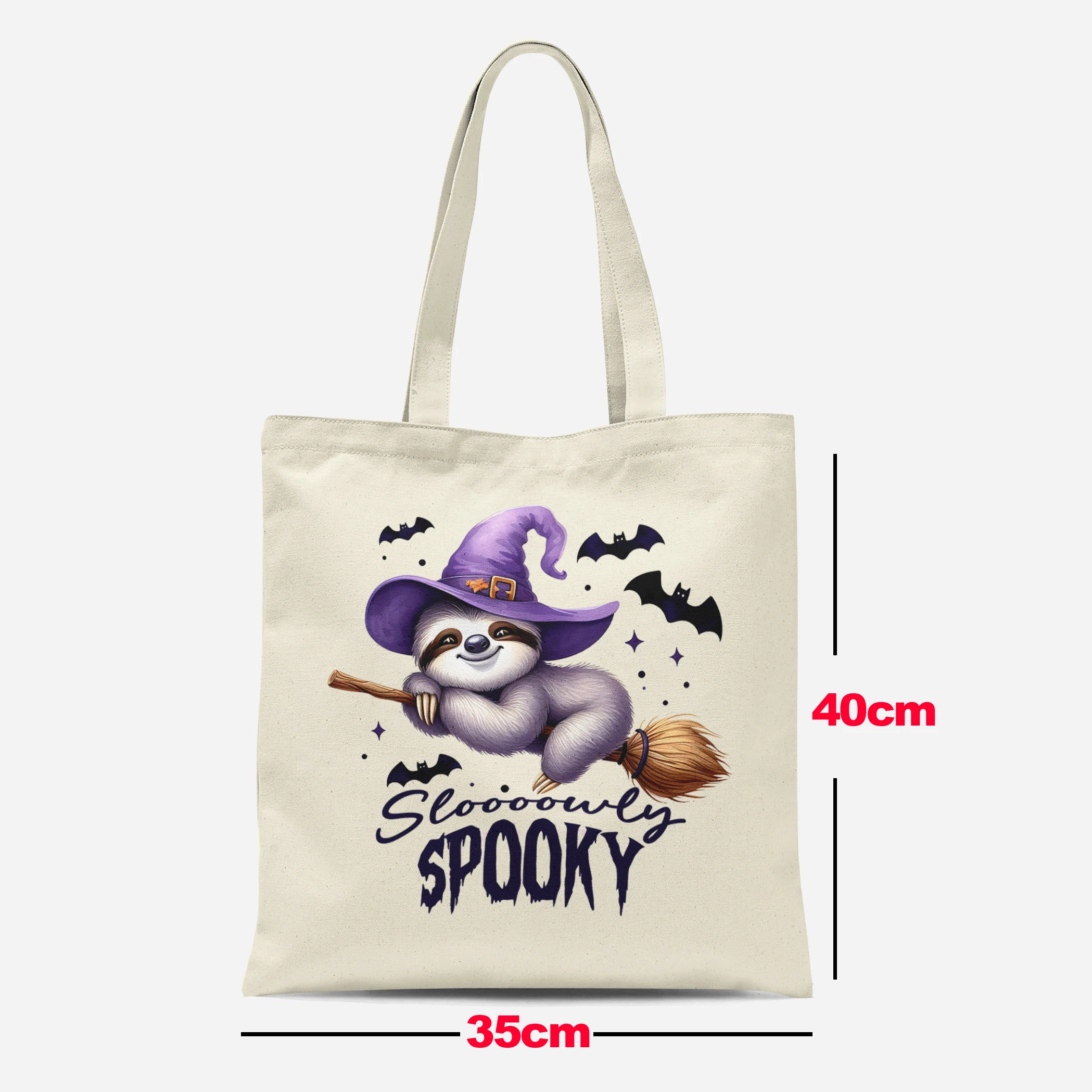 Halloween animal canvas handbag, ladies' cute cat shopping bag, student literature book shoulder bag, cartoon handbag