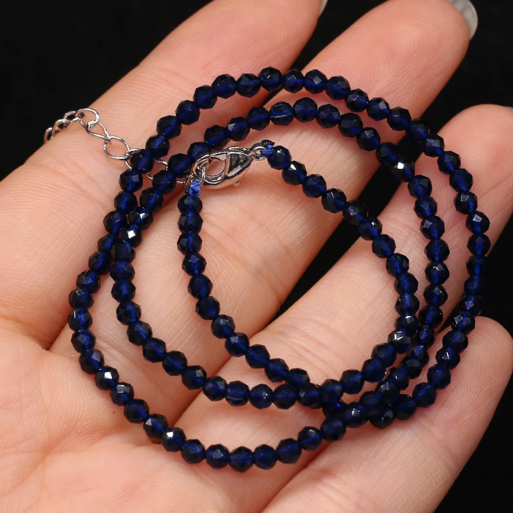 3mm Natural Stone Faceted Bead Necklace Irregural Spinel Stone Necklace fit Women Jewelry Accessories Gift Length 38cm