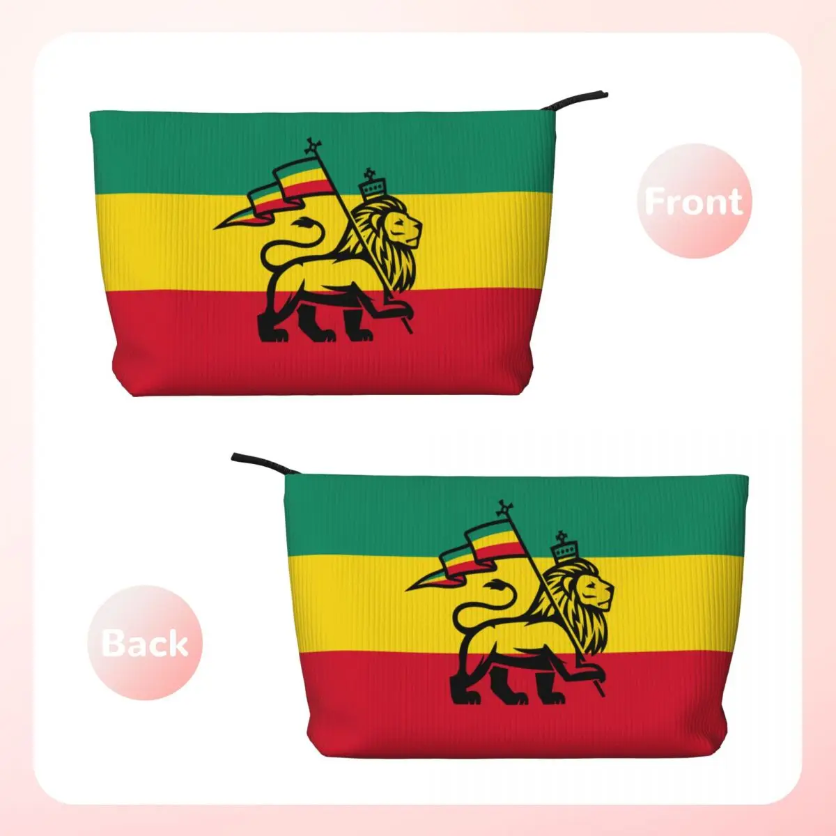 Custom Jamaica Rasta Judah Lion Rastafari Flag Makeup Bag Women Travel Cosmetic Organizer Corduroy Storage Toiletry Bags