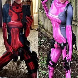 Halloween Lady Deadpool Cosplay Costume Adults Female Superhero Woman Zentai Bodysuit Party Jumpsuits without accessories
