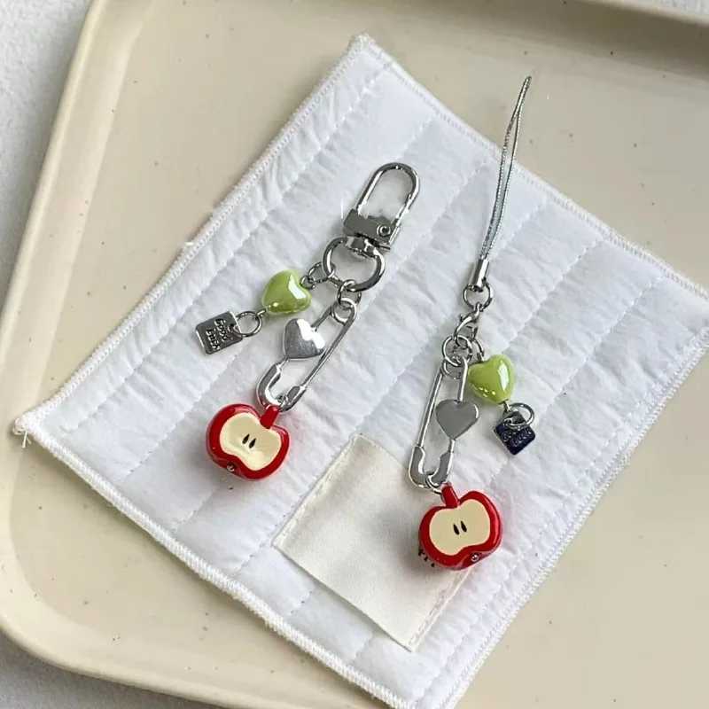 

Модная фруктовая цепочка для телефона, брелок, сладкий красный брелок в форме сердца, ювелирные изделия, подвеска на рюкзак, аксессуары «сделай сам»