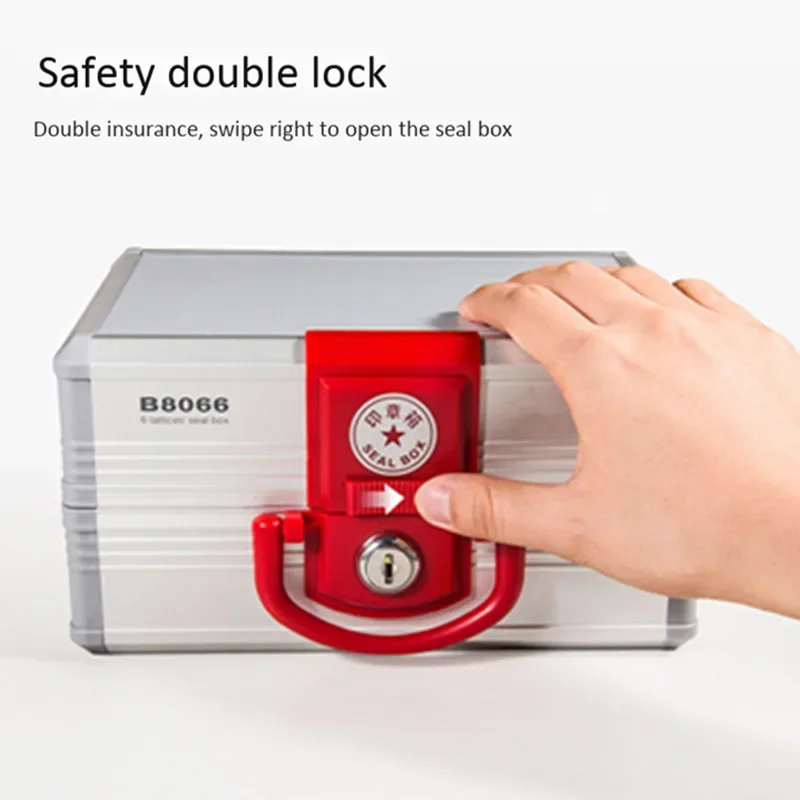 Draagbare grote kleine kantoorbenodigdheden kofferdoos 6, 9-raster verstelbare aluminiumlegering PC bedrijf financiële zegel opslag gereedschapskist