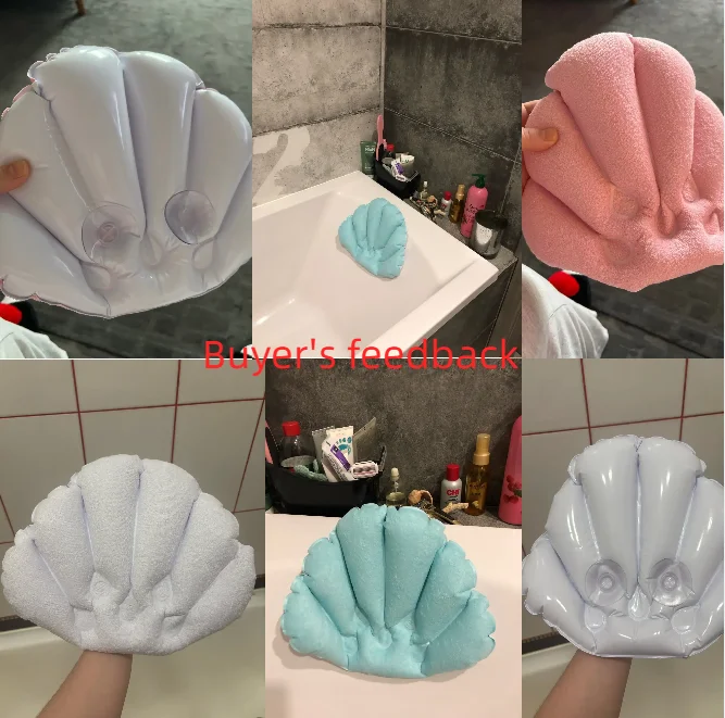 1PC Inflatable Bath Pillow With Suction Cups Soft Spa Neck Support Pillow Bathtub Anti-slip Fan-shaped Cushion Bathing Accessory
