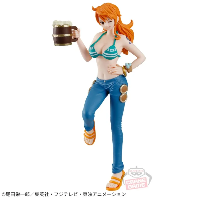 Bandai Original Genuine Banpresto One Piece Partners Let's Have A Party Nami 16cm Anime Girl Collections Model Toy Figures Gifts