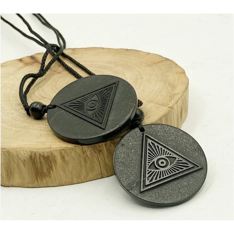 Eye of Providence Shungite Pendant Russian Natural Authentic Eye of God Shungite Necklace Emf Neutralizer Necklace Jewelry