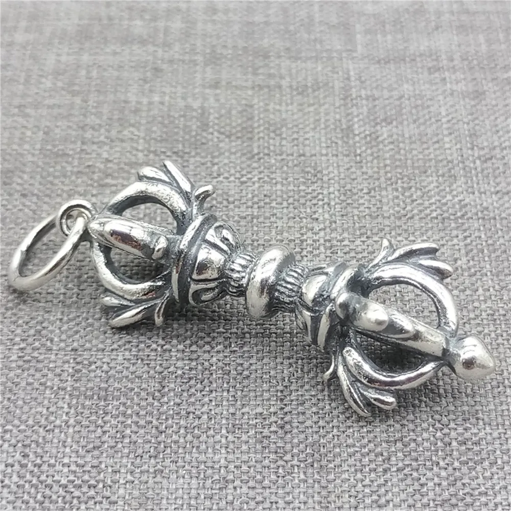 

925 Sterling Silver Double Dorje Pendant for Buddhism Necklace