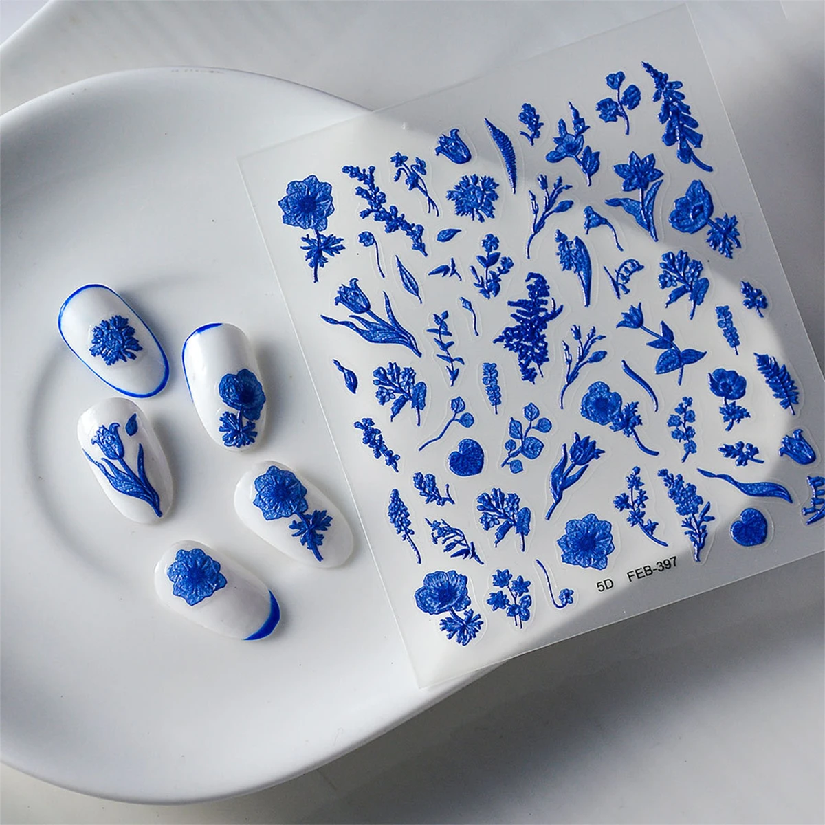 1ชิ้นสติกเกอร์ลายนูนติดเล็บลายดอกไม้แบบเรียบง่าย5D สำหรับงานแต่งงานดีไซน์หรูหราแถบเลื่อนกาวพื้นผิวลายดอกไม้แกะสลักของตกแต่ง DIY