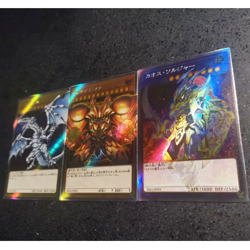 3Pcs/Set Yu Gi Oh Cards Blue-Eyes White Dragon Black Luster Soldier Anime Game Collection Color Flash Card DIY Off Screen Series