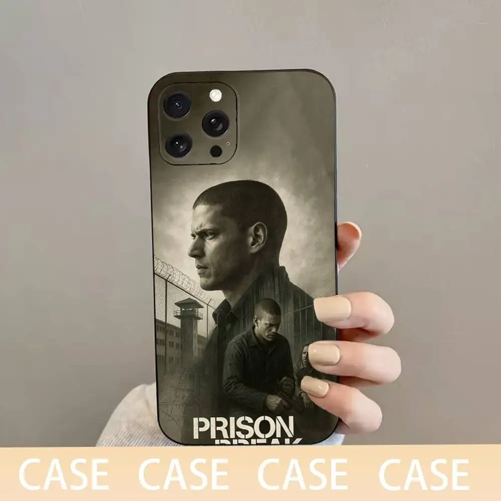 حافظة هاتف فيلم P-Prison B-Brea لهاتف iPhone 16,15,14,13,12,11 Plus,Pro Max,XS,X,XR,SE,Mini,8,7,غطاء أسود من السيليكون الناعم