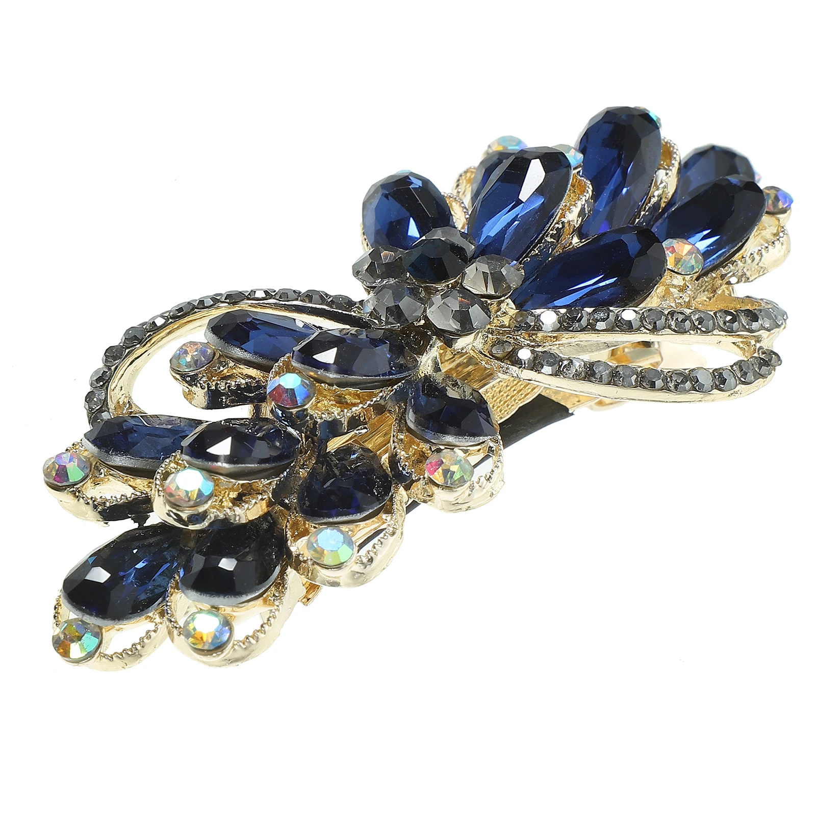 

Rhinestone Hair Clip Barrette for Women Thick Hair Metal Hairpin Headgear Accessories Wedding Party