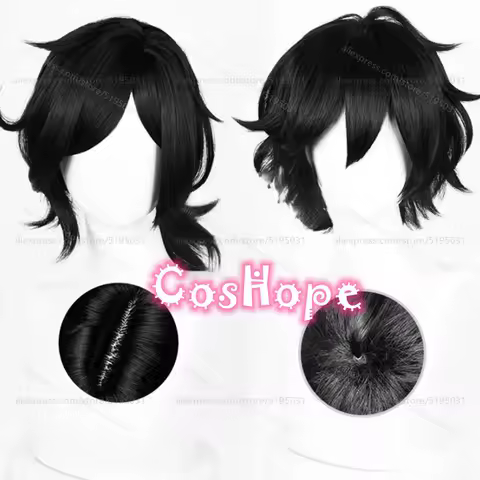 Andy and Leyley Cosplay Wig Women Men Short Hair Black Wig Cosplay Anime Wigs Heat Resistant Synthetic Wigs