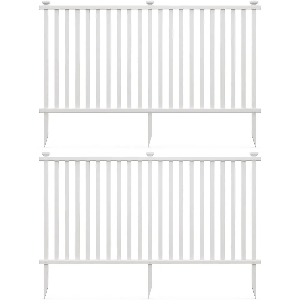 

Outdoor Privacy Screen: 80 Long x 37.5 High White Fence Panels with Ground Stakes and Protective Caps - No Dig Needed