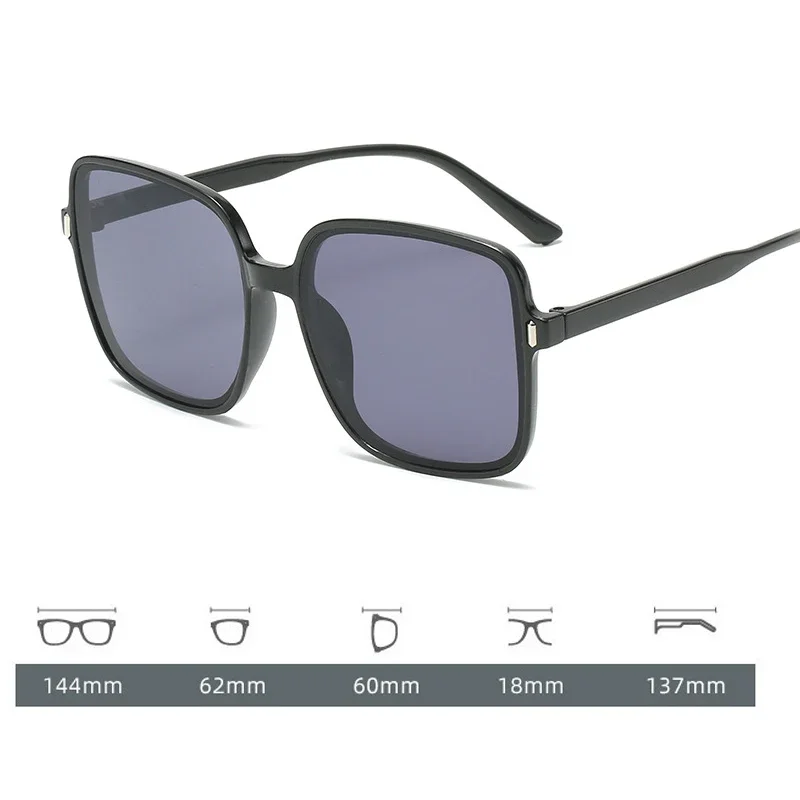 2023 Fashion Oversize Square Outdoor UV400 Sunglasses Gradient Lens Decoration Sun Glasses Trendy Transparent Frame Eyeglasses image 6