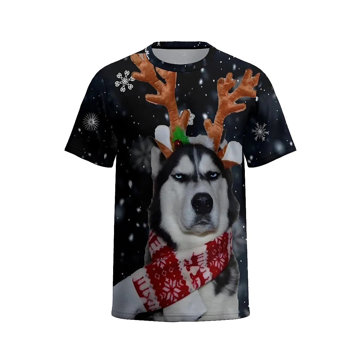 LIASOSO Men's Christmas T-Shirt Funny Animal 3D Print New Design Bright & Eye-Catching Tshirt Holiday Parties or Daily