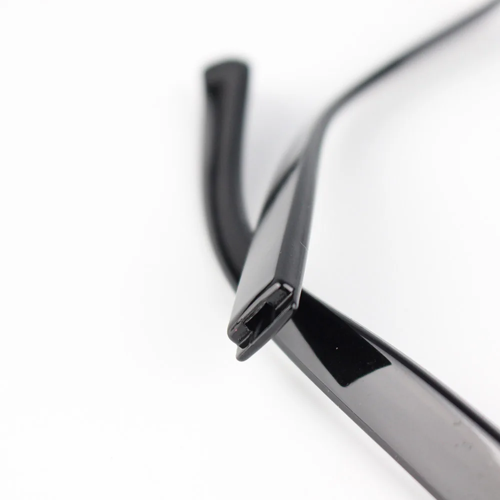 1pair Plastic Glasses Temple Tip Eyeglasses Leg Eyeware Accessoreis Rectangle Hole Shiny Black 3023