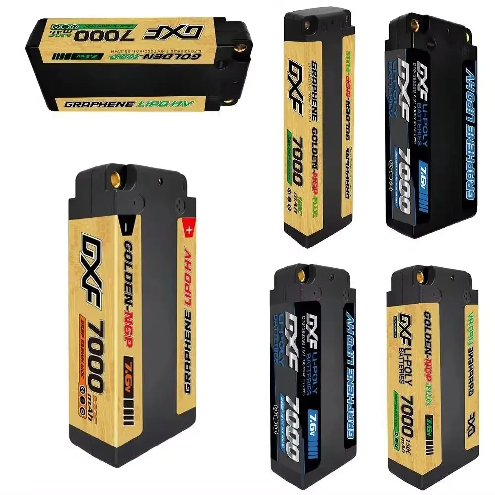 DXF 2S Lipo batterie 7000mAh 5mm 7.6V 140C T Plug Long Shorty moyen Lipo étui rigide pour 1/10 Buggy tout-terrain bateau voiture camion course