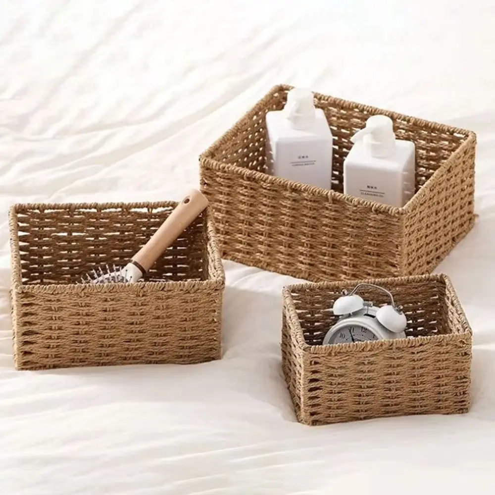 Nueva Cesta de Almacenamiento Tejida Portátil de Gran Capacidad, Hecha a Mano, Reutilizable, Organizador de Aperitivos y Artículos Diversos, Cesta de Almacenamiento de Ropa