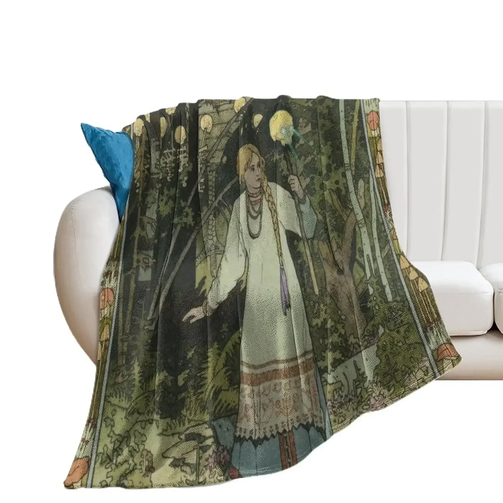 Vasilisa Taking the Skull with Burning Eyes Ivan Bilibin Throw Blanket anime Blankets For Sofas Blankets For Baby Blankets