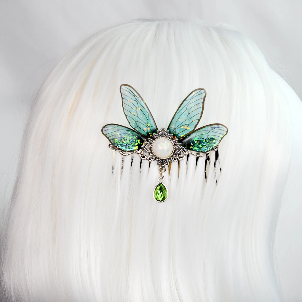 Fairy Butterfly Crystal Haircomb Woodland Elf Hairclip Pixie Hair Crowns Elvish Hair Jewelry for gift