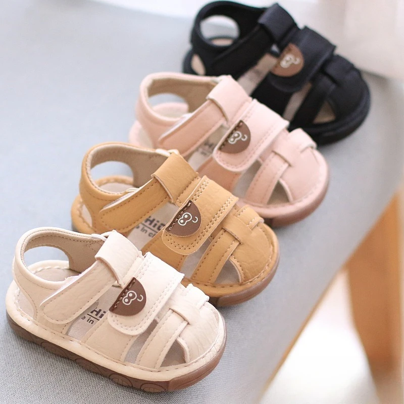 

Summer New Baby Walker Sandals Kids Anti Kick Closed Toe Soft Sole Cartoon Slippers Children Lightweight Sandals Cute Durable