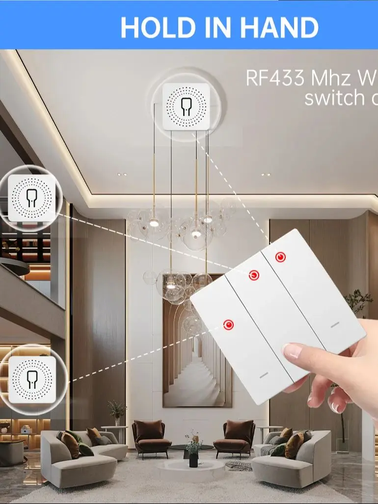 Sixwgh – artefact de décoration pour maison intelligente, télécommande 433MHz, groupe de commutateurs étanches à 2 canaux, Version auto-alimentée