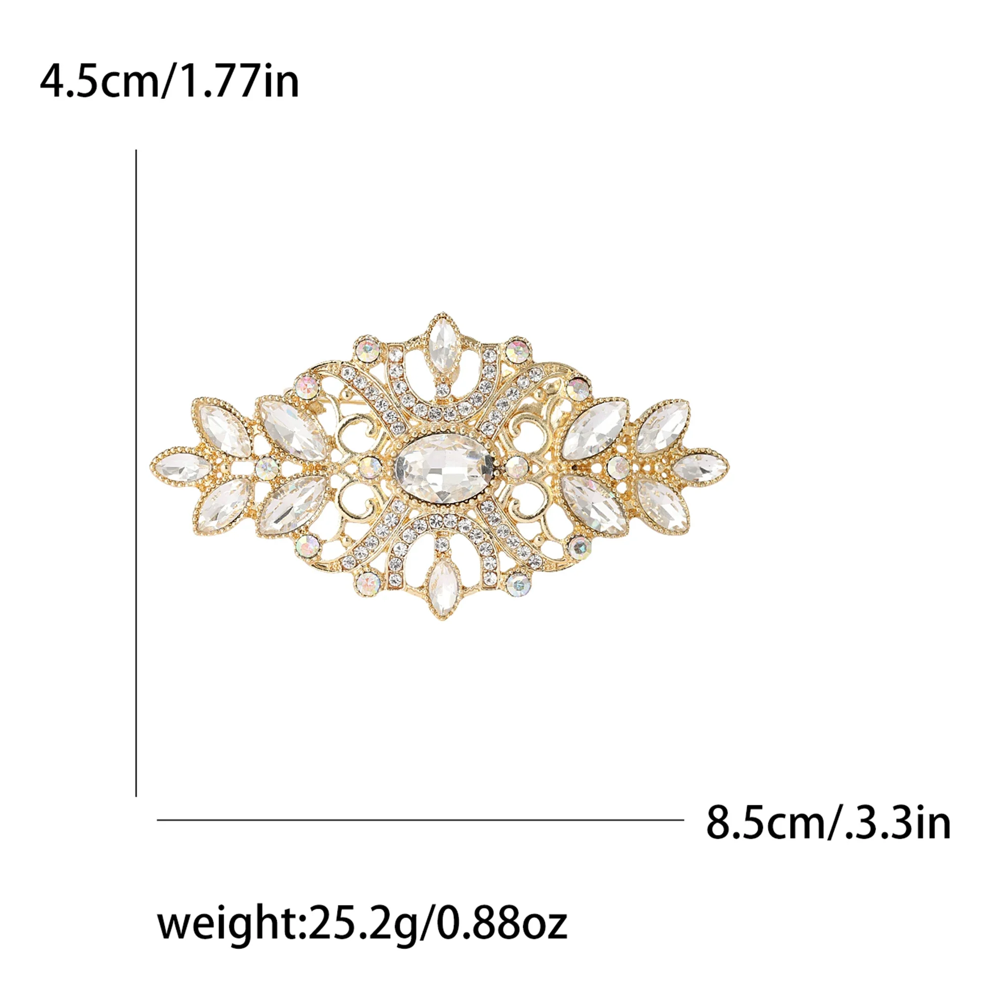 Rhinestone Ice Crystal Pattern Pins for Women Unisex Shiny Glass Flower Brooches Event Party Decoration Clothes Accessories