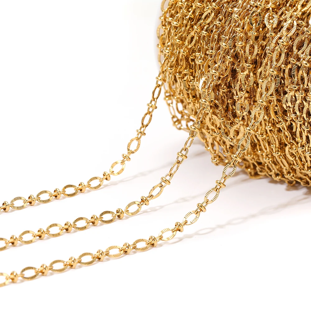 Never Fade 1meter Stainless Steel 8 Chains Gold Handmade Necklace Rolo Link Chain for Bracelet DIY Jewelry Making Accessories image 6