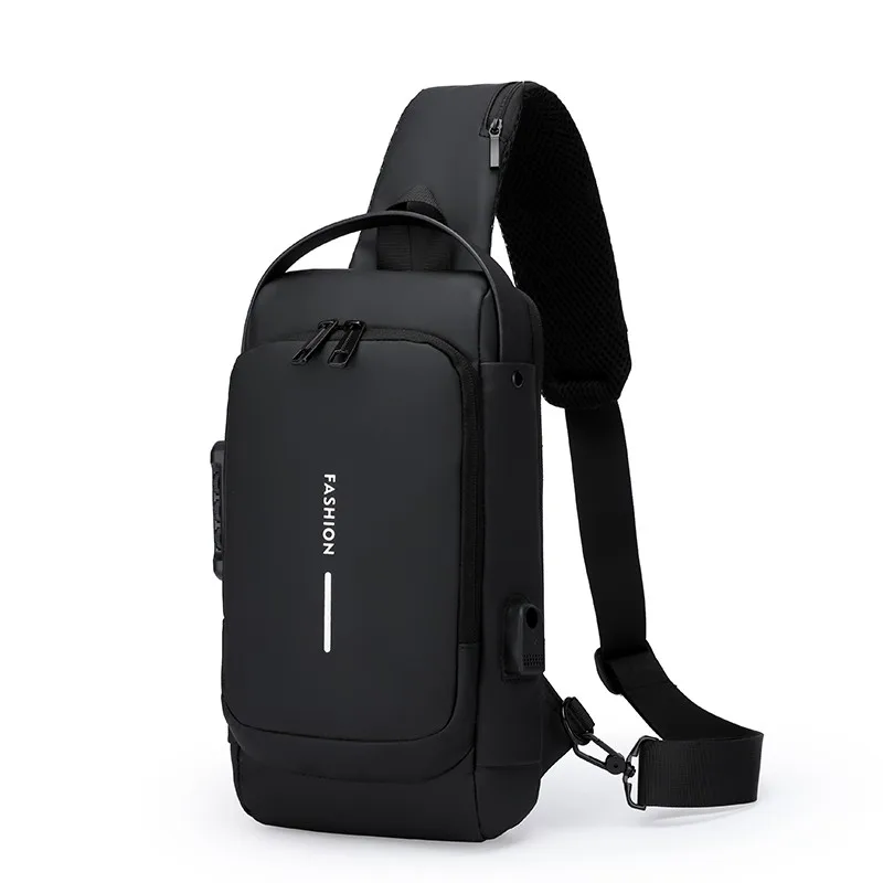 Men\'s Chest Bag Password Lock Anti-theft Biker Bag Leisure Outdoor Running Travel Waist Bag Shoulder Crossbody Sports Backpacks