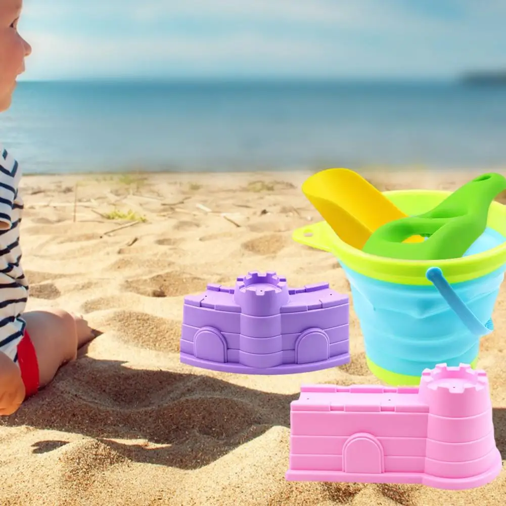 Multifuncional 5 pçs/set útil brinquedos de praia com balde abs pá areia brinquedos com moldes ao ar livre suprimentos