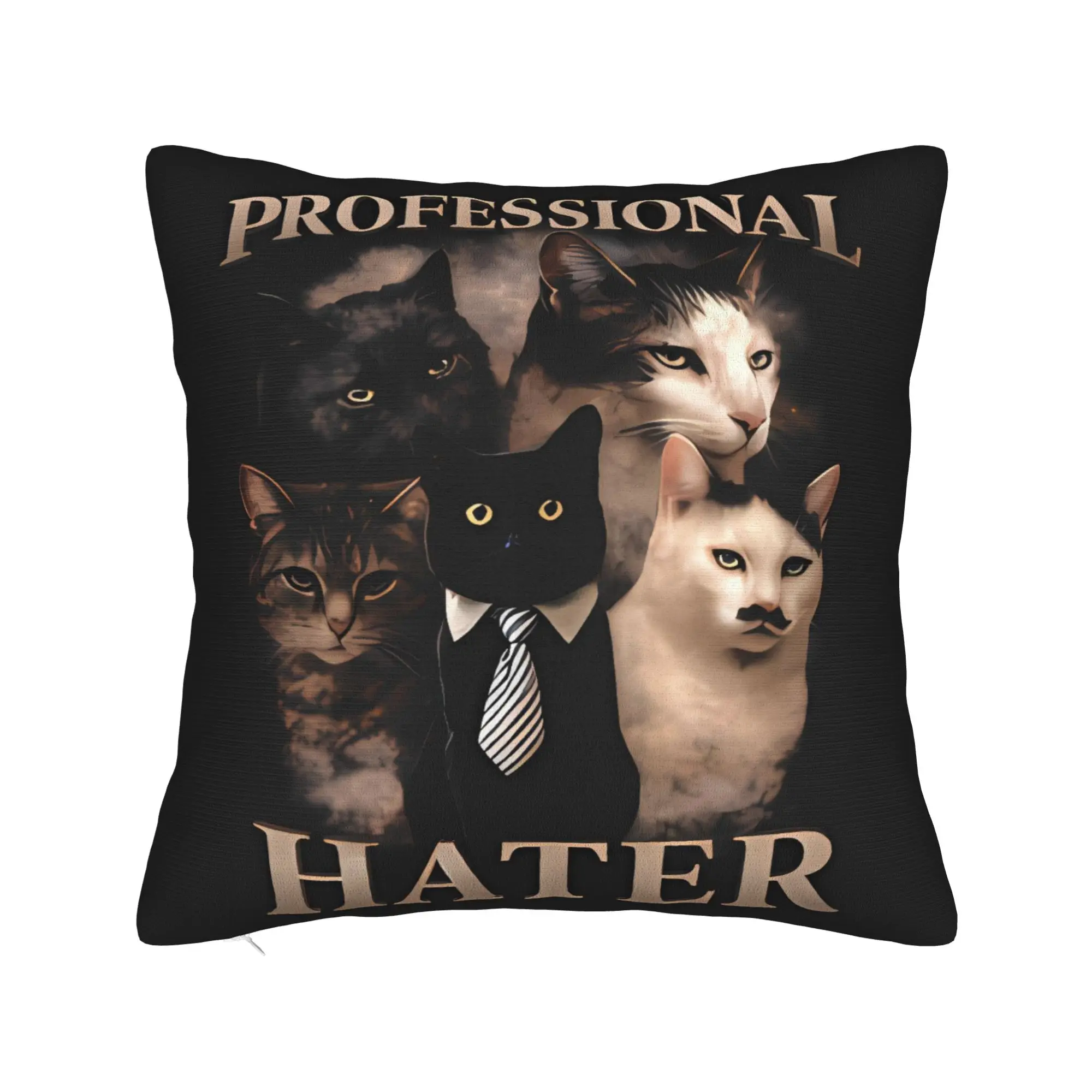 Pillow Case Funny Professional Cat Meme Graphic  Pillow Cover For Sofa Couch Bed Living Room Fashion Pillowcases