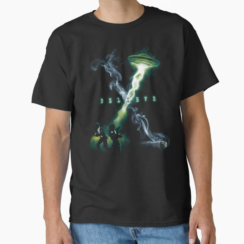 

I Believe The x files tv 80s Alien Movie Sci fi Gift T shirt for man Large size Tops UFO Graphic Print Clothes