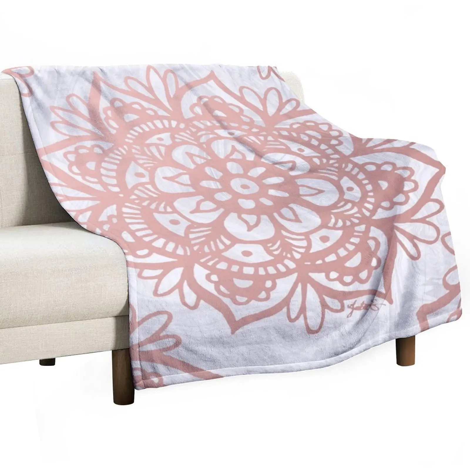 Rose Gold Mandalas on Marble Throw Blanket Luxury Blankets For Bed Retros Blankets