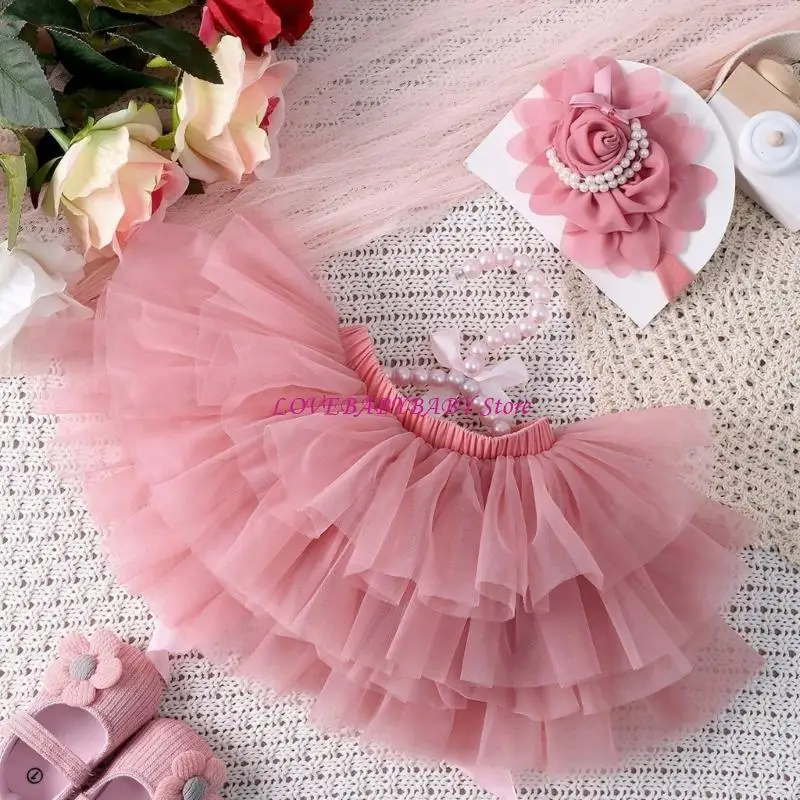 رضع تول تنورة Hairband 0-3 أشهر من التصوير الفوتوغرافي الدعائم حديثي الولادة بدلة دش 4xBC #3