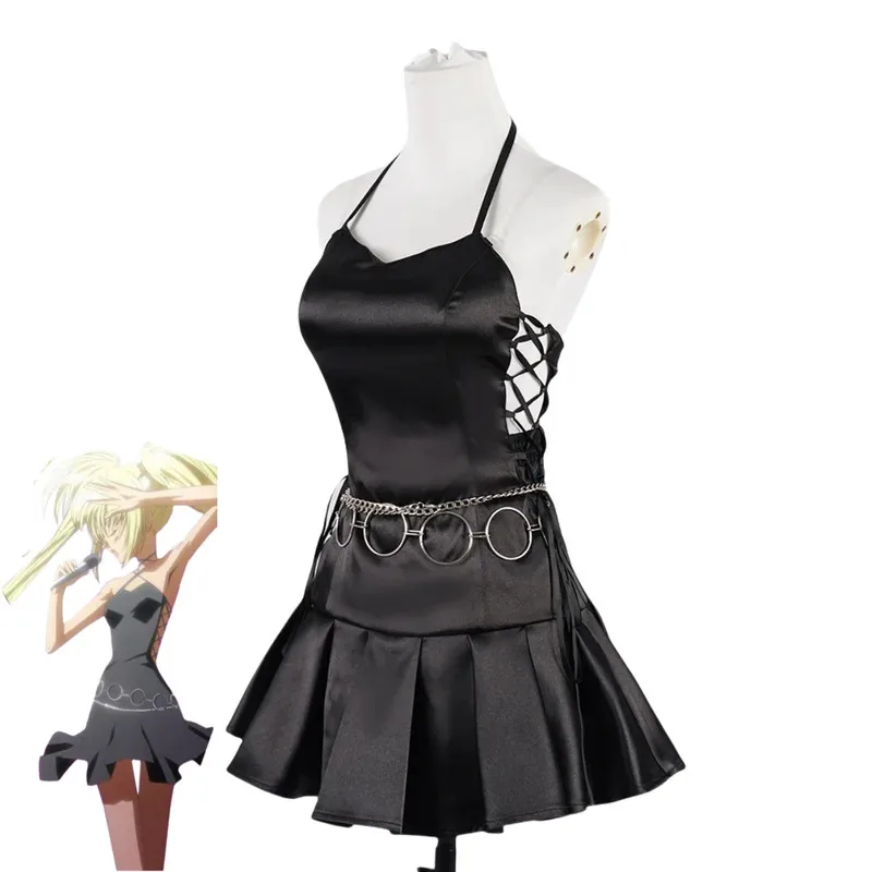 

Anime Shugo Chara Tsukiyomi Utau Cosplay Costume Black Camisole Skirt Backless Dress Uniform Wig Woman Sexy Carnival Suit if;3