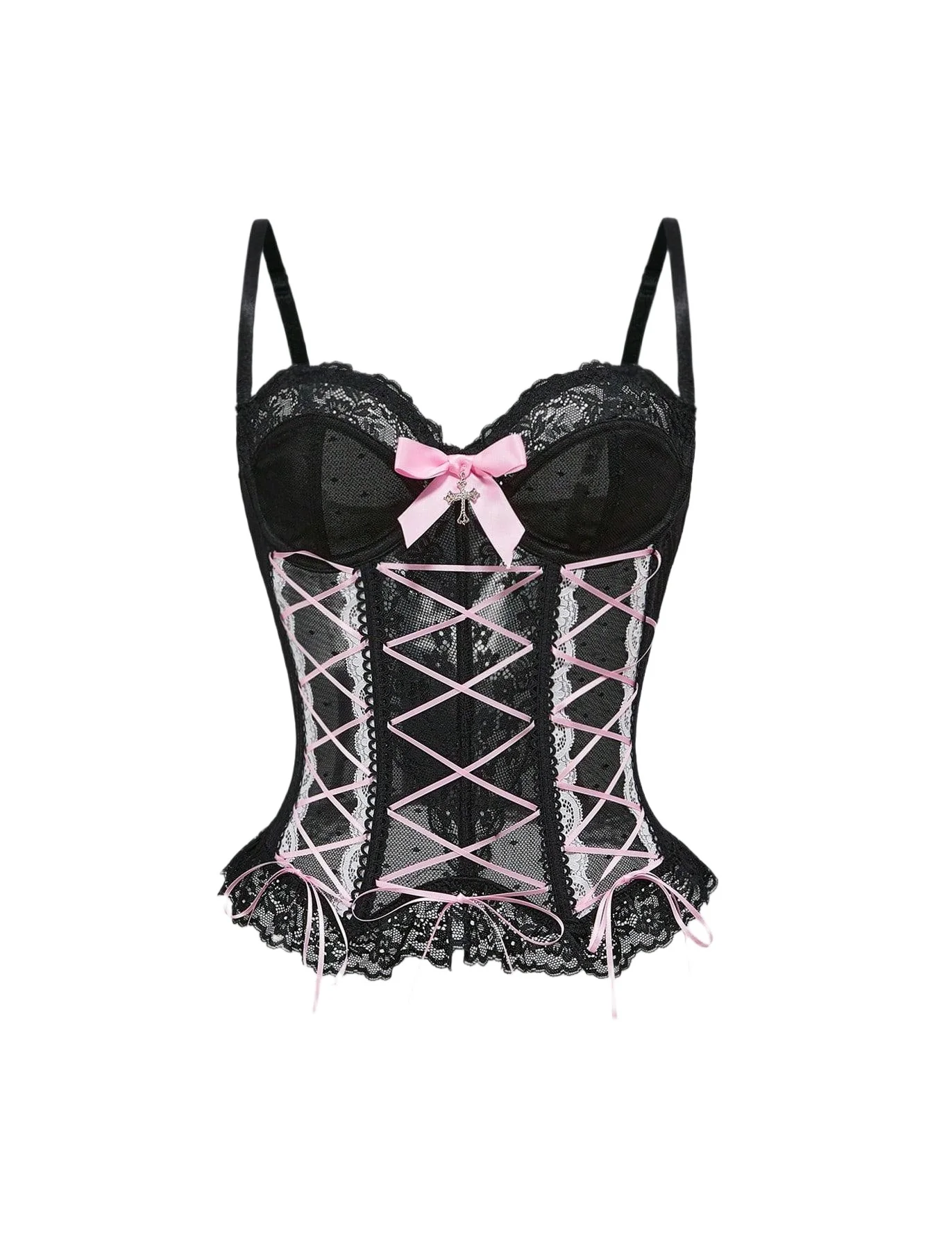 Orevena Gothic Ärmelloses Spitzen-Top für Damen, Y2K Slim Camisole, lässige Party- und Alltagsmode, Tops für scharfe Mädchen, koreanische Mode-T-Shirts – Detail 2
