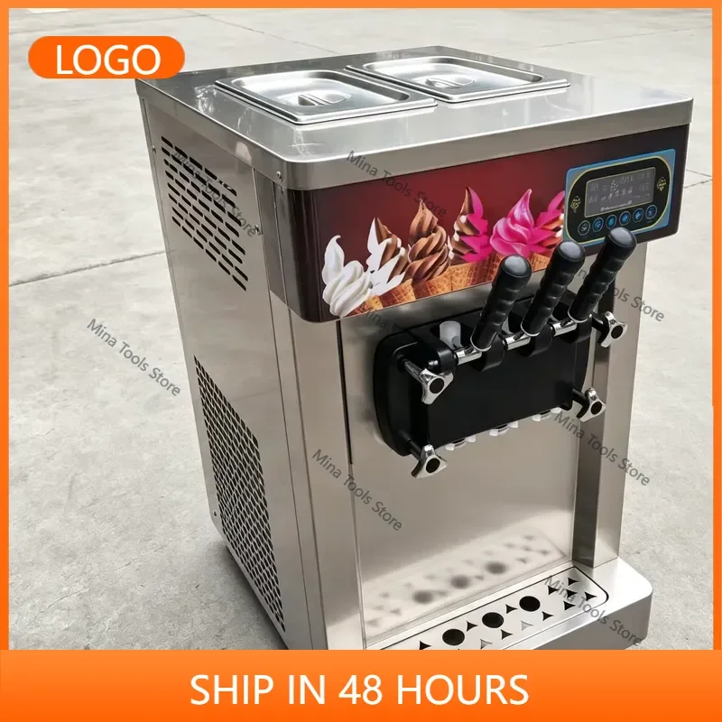 Commercial 3-Nozzle Stainless Steel Automatic Soft Serve Ice Cream Machine 2200W Soft Ice Cream Maker