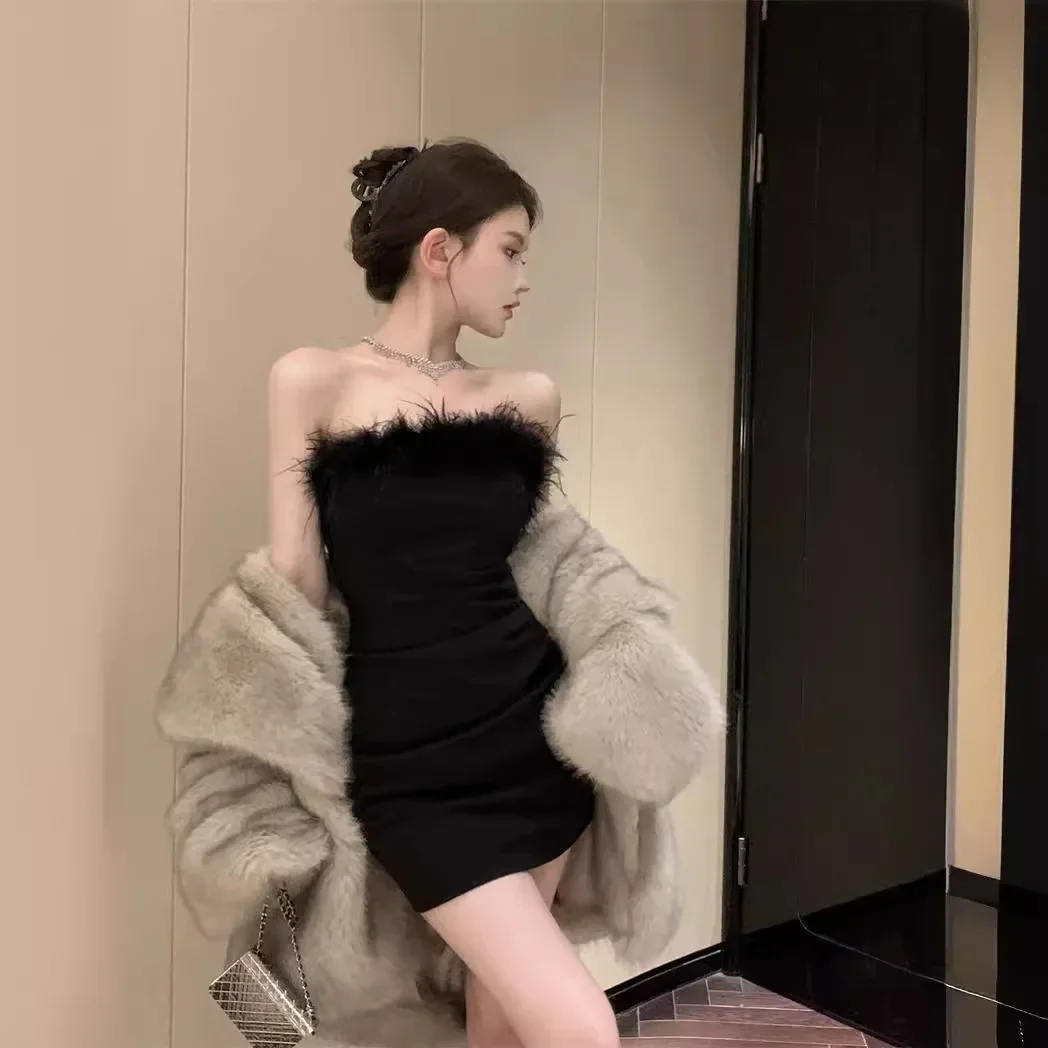 فستان من الشركة المصنعة بدون حمالات مكشوف الأكتاف، ملفوف حول التنورة، قطعة أزياء للسيدات أنيقة للغاية #4