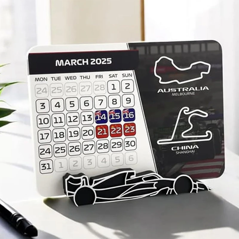 F1 2025 Calendar Formula 1 Racing Calendar 2025 Desktop Decoration 2025 Desktop Calendar With F1 Car Stand