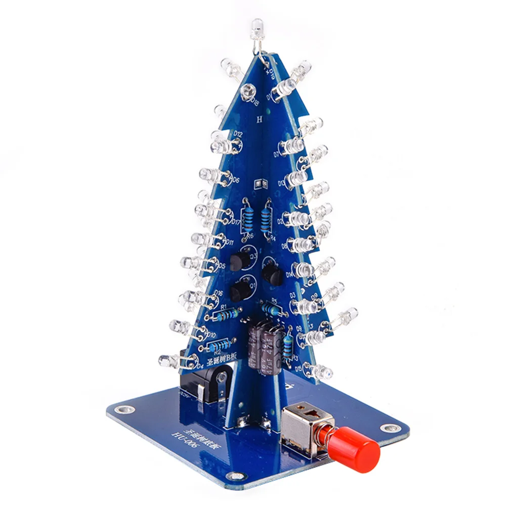 RGB LED Flashing Christmas Tree DIY Kits Electronics Soldering Colorful 3D Xmas Tree DIY Kits for Soldering Practice Learning