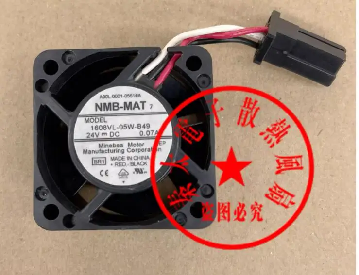 

NMB 1608VL-05W-B49 BR1 A90L-0001-0551#A DC 24V 0.07A 40x40x20mm 3-Wire Server Cooling Fan