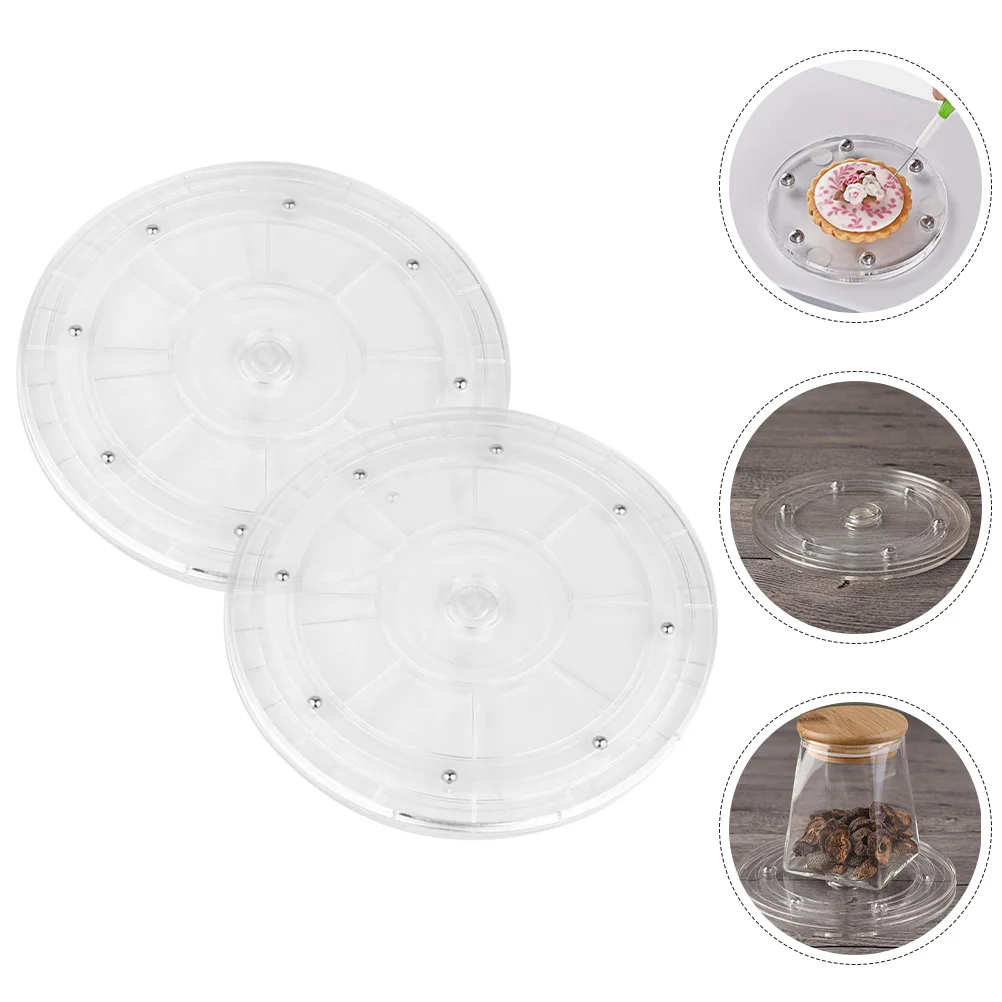 Rotary Turntable Spice Multi-functional Rotatable Plate Mini Cake Tray Rotating Makeup Desktop Clear Design