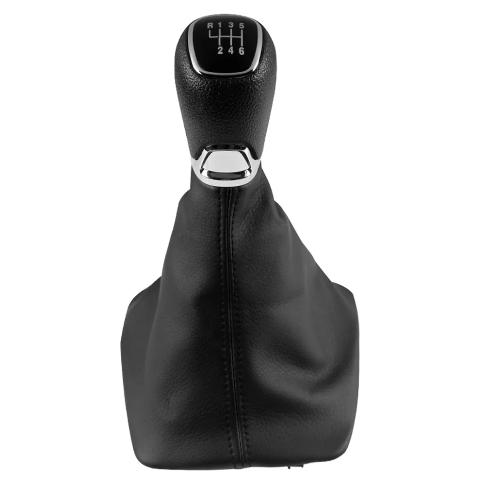 Chrome Leather Car Gear Shift Knob Lever Gaitor Boot Cover For Skoda Octavia A5 A6 2004 2005 2006 2007 2008 2009 2010 2011 2012