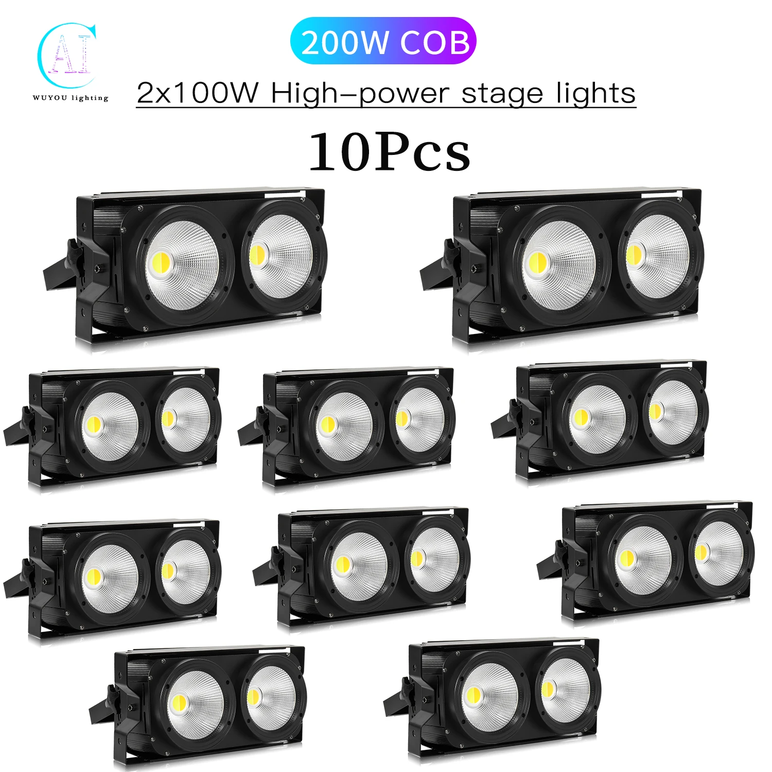 10Pcs/Lots 2 Eye COB Stage Light 200W Cool White Warm White Light DMX Control DJ Disco Club Party Dance Floor Lighting