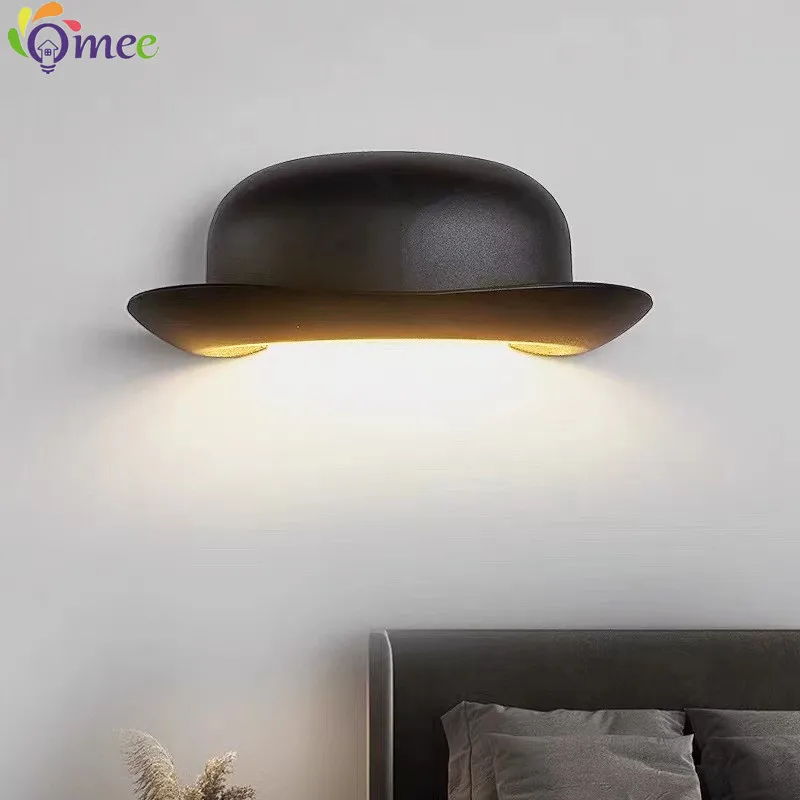 

Nordic Art LED Wall Lamps For Bedside Study Hall Entrance Corridor Background Stairs Indoor Deco Lighting hats Lampshade Lights