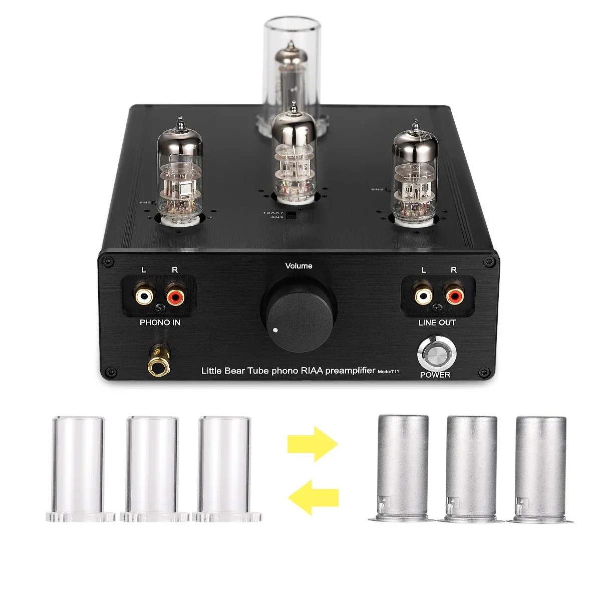 Douk Audio Little Bear T11 6N2/12AX7 Vacuum Tube Phono Turntable Preamp HiFi Pre-Amp MM RIAA Phonograph Preamplifier